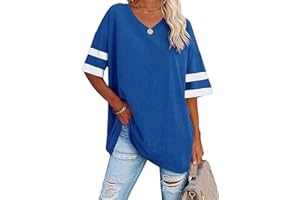 Famulily Women's Casual Round Neck Half Sleeve T Shirt Ladies Comfy Oversized Baseball Tshirts Color Block Tunic Tops