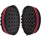 Pudax 2 in 1 Double Side Magic Twist Hair Sponge Afro Braid Style Dreadlock Coils Wave Hair Curl Sponge Oval Brush