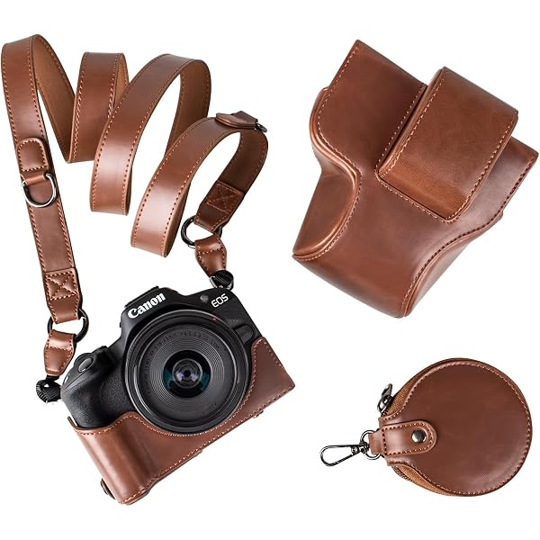 Housse En Cuir PU Pour Canon EOS R50 V - Étui De Protection Amovible Avec Bandoulière, Compatible Objectif RF-S14-30mm - 2