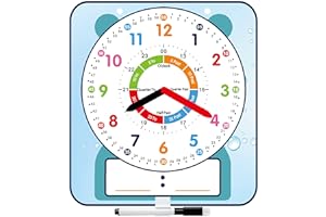 ANSTROUT Large 12" Magnetic Writable Dry Erase Teaching Clock, Teaching Demonstration Clock for Kids Learning Time with Cute Style for Home School Classroom Supplies(12"×11")