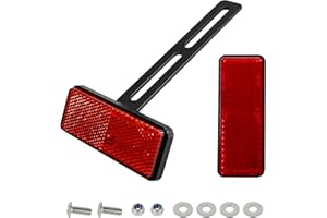 EVERMOTOR Catarifrangente universale per moto E4 posteriore stretto rosso con portatarga lungo catarifrangente cat eye scooter Quad omologato E, 89 x 35 x 22 mm