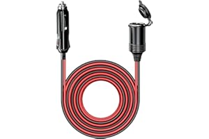 Giantdeer 12V Verlängerungskabel 4M, 12V Verlängerungskabel Zigarettenanzünder mit 15A Sicherung, 17AWG Zigarettenanzünder Verlängerung mit Stecker und Buchse, für 12V/24V KFZ LKW Wohnmobil