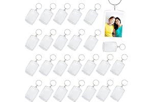 BEYLOS 25Pcs Photo Keyrings Blank Empty Keyrings for Photos Inserting A Photo of Your Lover Kids for Holidays Birthdays Anniversaries Family Friends Pets DIY Making Unique Picture Keyrings
