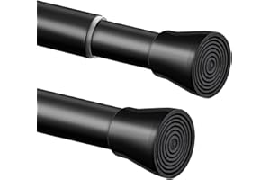 VENWEMONG 1 asta telescopica per doccia, in acciaio inox, montaggio senza bisogno di fori, regolabile, per tenda da doccia, armadio, bagno, balcone (72-145 cm, nero)