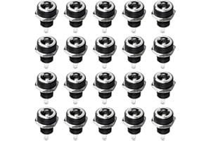 CPJJ 20 Unidades Conector de Alimentación de DC 5,5 x 2,1 mm, 2pin DC Power Jack, Adaptador DC Hembra