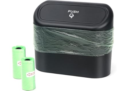 Einesin Bilpapperskorg med 40 stycken bilsoppåsar, liten papperskorg med lock för bil, hängande förv - Amazon Deal & Rabatt