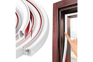 NADIAEN Draft Excluder for Doors,Door Draft Excluder Strip,D-Shape Rubber Door Seal,Anti-Collision Self-Adhesive Sound Insulation and Windproof Door Sealing Strip for Door Frame Windows (White,7m)