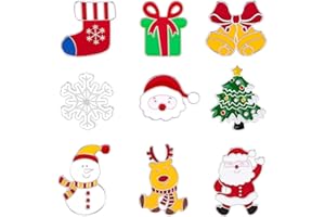 KIIWAH Lot de 9 Broches Pins de Noël en Émail, Broche Noel Mignon pour Décorations de Noël pour Femmes Hommes Filles Garçons
