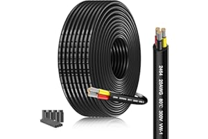 SCHDRA 20 Gauge 3 Core Wire | Oxygen-Free Stranded Copper 0.5mm²×3 | Extra-Long 15M/49.2FT Cable | 5V-240V Heat-Resistant for Garden Lighting, Marine Electronics & DIY Projects