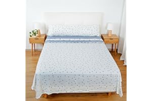 H HANSEL HOME Juego de Sábanas Termicas 3 Piezas Pirineo para Cama de 150x190cm, Sábanas Polares de Invierno Ultra Suave, Incluye Sabana Bajera + Encimera + Funda de Almohada - Invierno Azul