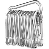 Boxcute 12PCS Carabiners, &Oslash;6x60 mm, Maximum Load 180 kg, Anti-Rust | Galvanised and very durable. Ideal for awnings, hammocks
