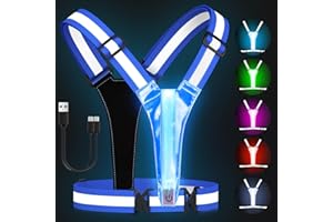 Zacro Gilet Riflettente Riflettente a LED - 5 Colori Regolabile Gilet Riflettente di Sicurezza a LED Ricaricabile Tramite USB, Gilet Riflettente a LED per Corsa, Ciclismo, Passeggiate, Moto