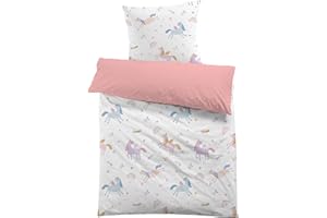 MUSOLEI Copripiumino Unicorno 140 x 200 ragazza bambino rosa bianca in microfibra 3D stampato set da letto singolo con cerniera 65 x 65 cm, regalo di compleanno festa
