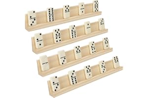 Belle Vous Porta Tessere Domino in Legno (Set da 4) - 33,6 x 2,8 x 4,7 cm - Vassoi Professionali per Giochi da Tavolo, Trenino Messicano, Mahjong e Altri Giochi