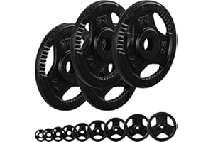 ‎MOVIT MOVIT Hantelscheiben Set PRO Gusseisen mit Griff 0,5kg bis 20,0kg, Bohrung 30/31 mm Standardnorm, Gewichtsscheiben Set schadstoffgeprüft Gewichte Hantel