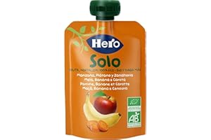 HERO BABY Hero Solo Bolsitas Ecológicas de Manzana, Plátano y Zanahoria BIO - Para Bebés a Partir de los 4 Meses - 100 g