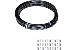 XMRISE - Cavo in acciaio inox 304 rivestito in vinile intrecciato antiruggine, lunghezza 100 m, nero, diametro 1 mm