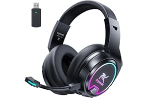 KRYSENIX PG4 RGB Wireless Gaming Headset para PS4, PS5, PC - 2.4GHz 7.1 Surround Sound, Bluetooth Gaming Headphone with AI Detachable Noise Canceling Mic, 48-Hr Battery for Laptop, Switch, Mac (Negro)