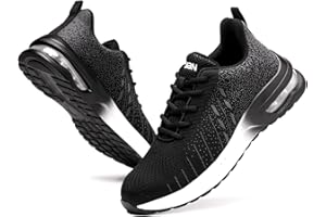 lovsefty Safety Trainers Men's Steel Toe Cap Trainers for Women Lightweight Comfortable Safety Shoes Non Slip & Breathable Work Sneakers with Air Cushion