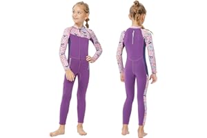 ‎LANSRU Neoprenanzug Kinder in 3MM, UPF50+ Neopren Lang Schutz vor Sonnenbrand, bequemer Frontreißverschluss, perfekt für Schwimmkurse