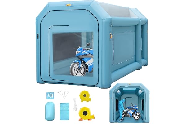 VEVOR Cabine Peinture Gonflable 4x2,5x2,5 m Tente Tunnel Pulvérisation Garage Tissu Oxford 210D PVC Souffleur Gonflage 680W Souffleur Ventilation 330W Tente pour Mécaniciens Automobile Pièces Voiture