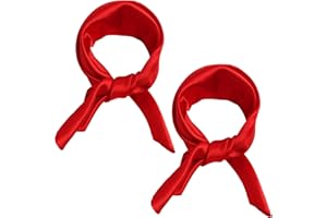 TIRYNS Lot de 2 Foulard Carré Femmes, Foulard en Soie Femme Rouge Carré Couleur Unie en Mousseline Élégant bandeau Turban Cheveux Mouchoir Echarpe Accessoire 60 x 60cm
