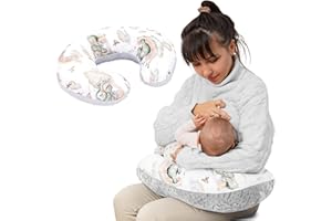 Totsy Baby Nursing pillow small plush 130 x 45 cm - Nursing squirrel small nursing pillow Nursing breastfeeding pillow for on the go Elephant light grey