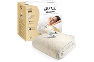 Imetec Scaldasonno matrimoniale 150x160 cm, 50% Lana e merino, 2 temperature, Dispositivo sicurezza electro block, Made in italy