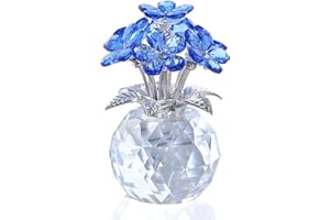 XUZIE Blue Crystal Forget Me Not Flowers Gifts for Women, Handmade Glass Flower Bouquet Collectible Figurine, Crystal Ornaments Meaningful Romantic Presents for Women Mum Friends