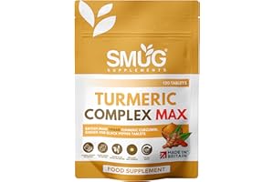 Turmeric Complex MAX 2000mg with Ginger & Black Pepper - British Made by SMUG Supplements - 120 Vegan Tablets - 3-in-1 Blend - Suitable for Men and Women