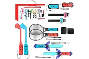 HLRAO Ensemble d'accessoires de sport Switch 2022 - Kit d'accessoires familiaux 12 en 1 pour les jeux de sport : raquettes de tennis, poignées d'épée, clubs de golf, bracelets de danse ,bracelet Joy-con.