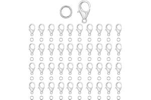 YAZANY 250pcs Silver Lobster Clasps and Open Jump Ring, Jewelry Bracelet Connectors Bracelet Clasps Jump Rings for Jewelry Making Supplies | Clasp: 12x8mm & Ring: 0.7x5mm