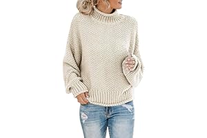 Iuyhau Womens Turtleneck Oversized Sweaters 2023 Fall Winter Warm Cozy Batwing Long Sleeve Pullover Plus Size Loose Thick Chunky Casual Vintage Knit Jumper Tops