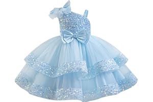 IDOPIP Enfant Fille Robe De Soirée Sequins Bowknots Tulle sans Manches Anniversaire Noeud Papillon Robe pour La Fête