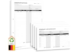 ‎FRANK PAPERMAN Frank Paperman® 3x Set 50x Arbeitszeitnachweis Block + 4x Jahresübersichten, Arbeitszeiterfassung für Kleinbetriebe – Stundenbuch für Arbeit A4, Rechtssichere Dokumentation DE&EN vorgelocht