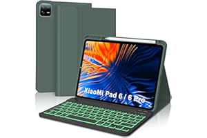 SENGBIRCH Étui Clavier pour Xiaomi Pad 6/6 Pro 11'' 2023 - AZERTY Français Clavier rétroéclairé 7 Couleurs Détachable sans Fil Bluetooth pour Xiaomi Pad 6/6 Pro 11'', Vert foncé