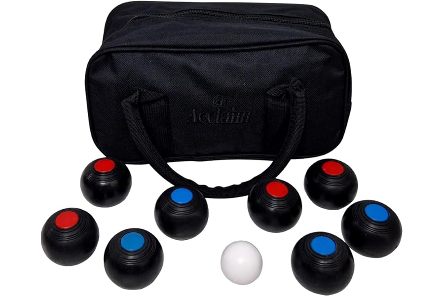 Acclaim Mini Home Indoor Carpet Bowls Small Plastic Design Black 2” 50 mm with Coloured Inserts Ideal Family Game Supplied in Partitioned Carrying Bag