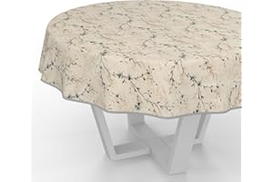 ANRO Nappe en toile cirée lavable, imperméable, ronde, 140 cm, avec ourlet (bordée), motif floral de Kiev