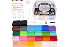 DARHEY Polymer Clay 26 Creative Multicolour Nontoxic kit 0.7oz/Unit Oven Bake Clay Soft Modeling Clay for Kids | with 5 Tools, 8 Type Accessories, User Manual and Storage Box - Ideal Clay DIY Gift