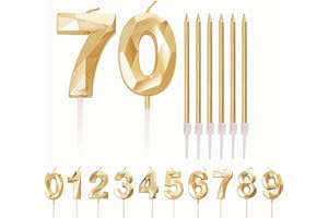 HONGCI Number Candle Gold 70 Candle 70th Birthday Candles for Cake, Happy Birthday Candles 70th Birthday Cake Candles Cake Topper for Grandad Grandma Father Mother Birthday Cake Decorations
