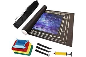 Coriver Tragbare Filz-Puzzle-Rollen für 2000 Stück, Puzzle-Fußmatten, Puzzle-Roll-Up-Aufbewahrungsmatte mit Pumpe, aufblasbarer Stick, Aufbewahrungstasche, 3 Zauberbänder und 4 Sortierschalen