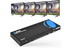 OREI 4K 1x4 HDMI Splitter 1 Port to 4 HDMI Display Duplicate/Mirror - Powered Splitter Ver 1.4 Certified for Full HD 1080P High Resolution & 3D Support (One Input To Four Outputs) - HD-104 Black