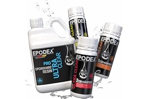 EPODEX Epoxidharz Set PRO Serie | Kristallklares Epoxy Resin für Gießhöhen bis 2cm, 5cm oder 10cm | Gießharz Set Beschichtungen, Kunst, Handwerk, Vergüsse, River-Tische, Lampen, Schmuck und mehr
