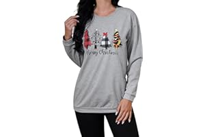 Clearlove Damen Weihnachten Sweatshirt Weihnachtspullover Frauen Casual Langarmshirt Christmas Sweat Oberteile Top S-XXL