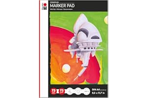 Marabu Pad Graphix DIN A4, Hojas de 75 g/m², Blanco, Liso, sin ácidos y Resistente al envejecimiento, para rotuladores y bolígrafos con Base de Alcohol