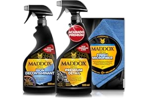 Maddox Detail -Kit Detailing Coche Profesional | Limpieza de Interiores, Salpicaderos Plásticos Interiores, Cuidado De Llantas | Premium Detail, Finish Microfiber e Iron Descontaminant.