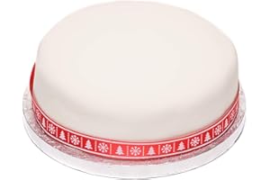 Bizzibeans Iced Christmas Fruit Cake – Moist Brandy-Soaked Xmas Fruitcake – Fondant Icing Snowflakes & Hand Rolled Marzipan for Xmas – Vegetarian & Dairy Free – Serves 20 – Round, 8”, Approx 2.5kg