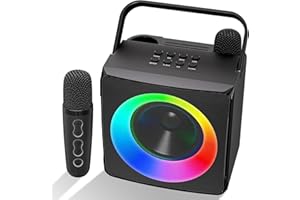 DiliDala Karaoke Machine with 2 Wireless Microphones, Bluetooth Karaoke Speaker with Party Lights, PA System for Adults & Kids, Gifts for Birthday Parties Wedding Meeting