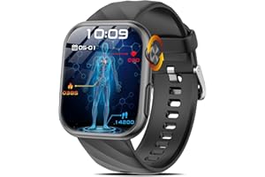 MARSYU Smartwatch Uomo con ECG/𝐆li𝐜𝐞𝐦𝐢𝐚/Acido Urico/HRV/Pressione Sanguigna/Sonno/BMI/Temperatura Corporea/Cardiofrequenzimetro,1,97"AMOLED Orologio Fitness con Chiamate, Pulsante SOS (Nero)