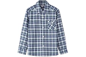 Bienzoe Boys Button Down Shirt: Kids Plaid Flannel Long Sleeve Shirts